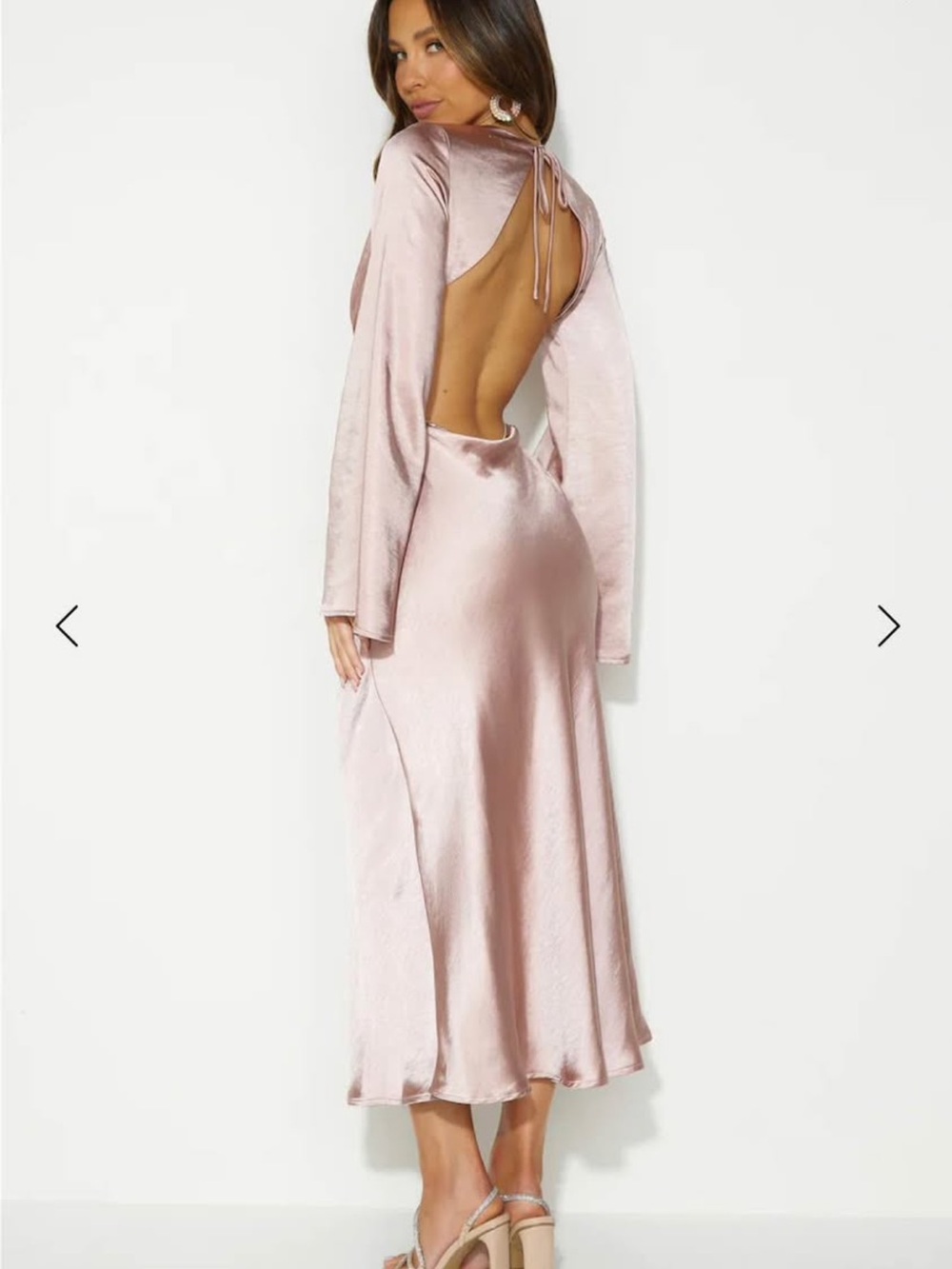 Open-Back Satin Midi Dress - Blush Pink (hello Molly)
